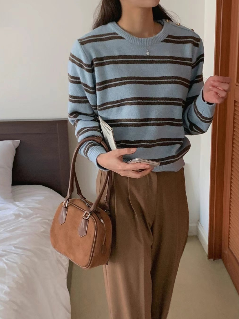 [現貨] 條紋休閒好搭針織衫 [ 3色 / Free ]