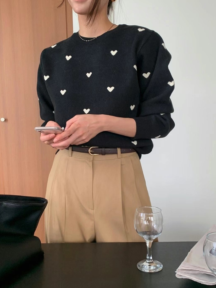 [現貨] Lovely 愛心針織上衣 [ 2色 / Free ]