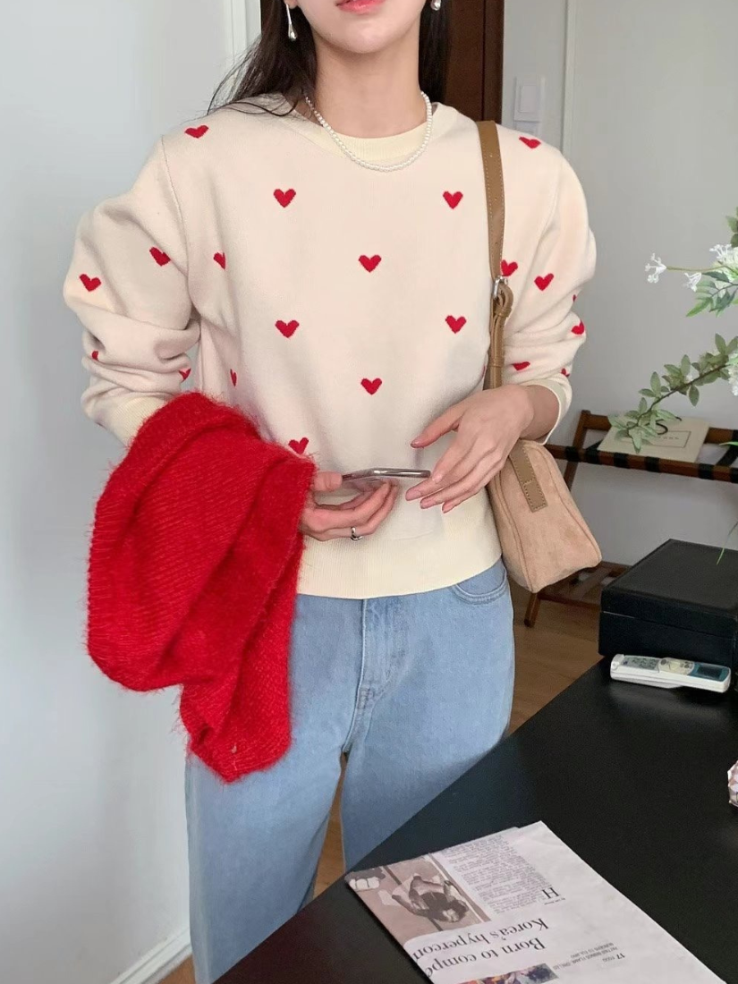 [現貨] Lovely 愛心針織上衣 [ 2色 / Free ]