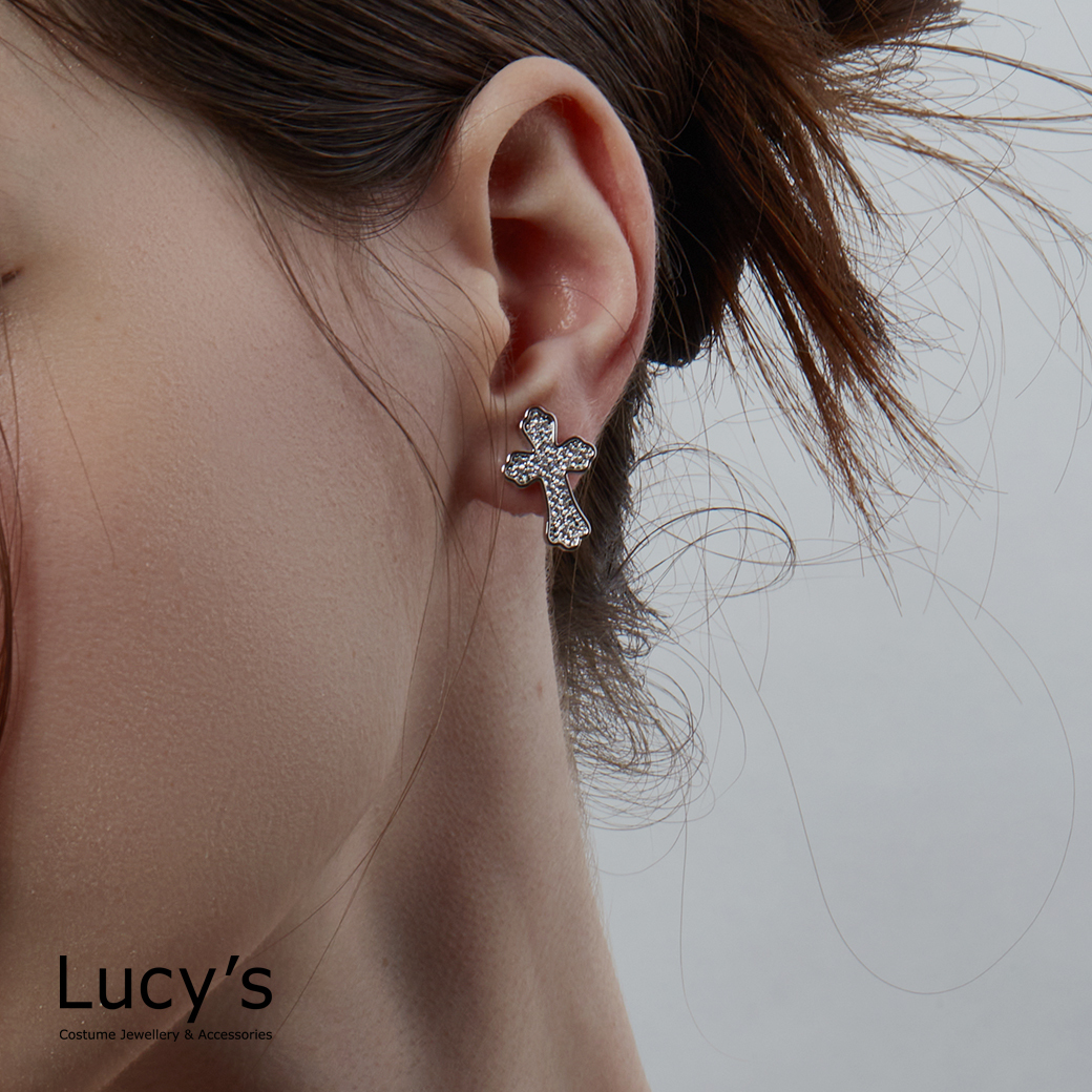 閃耀十字架 夾式耳環 (二色) (120555/120556)