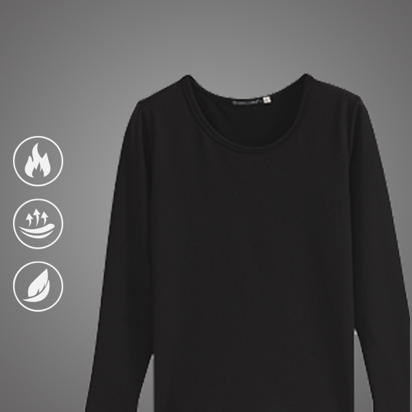 【圓領】遠紅外線蓄光發熱衣2.0 (兒童款) - 黑色