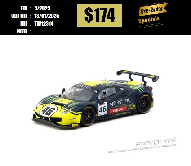 PO-$174 * TARMAC * 1:64 Ferrari 488 GT3 Gulf 12 Hours 2019 V. Rossi / A. Salucci / L. Marini [OD31/12]