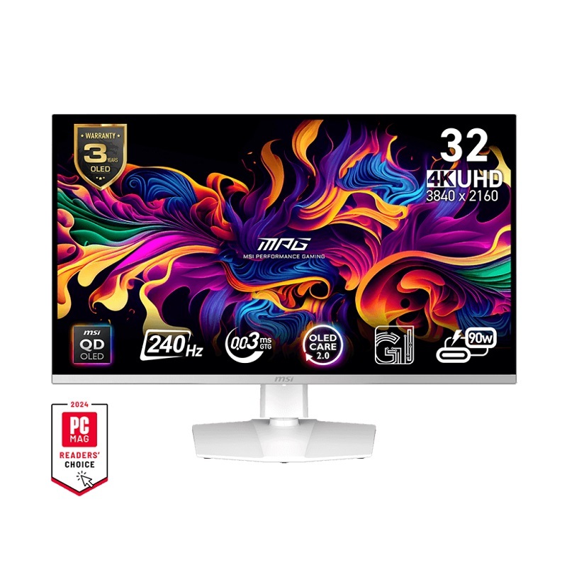 米特3C數位–MSI 微星 MPG 321URXW QD-OLED 4K 240Hz 32吋HDR純白電競螢幕