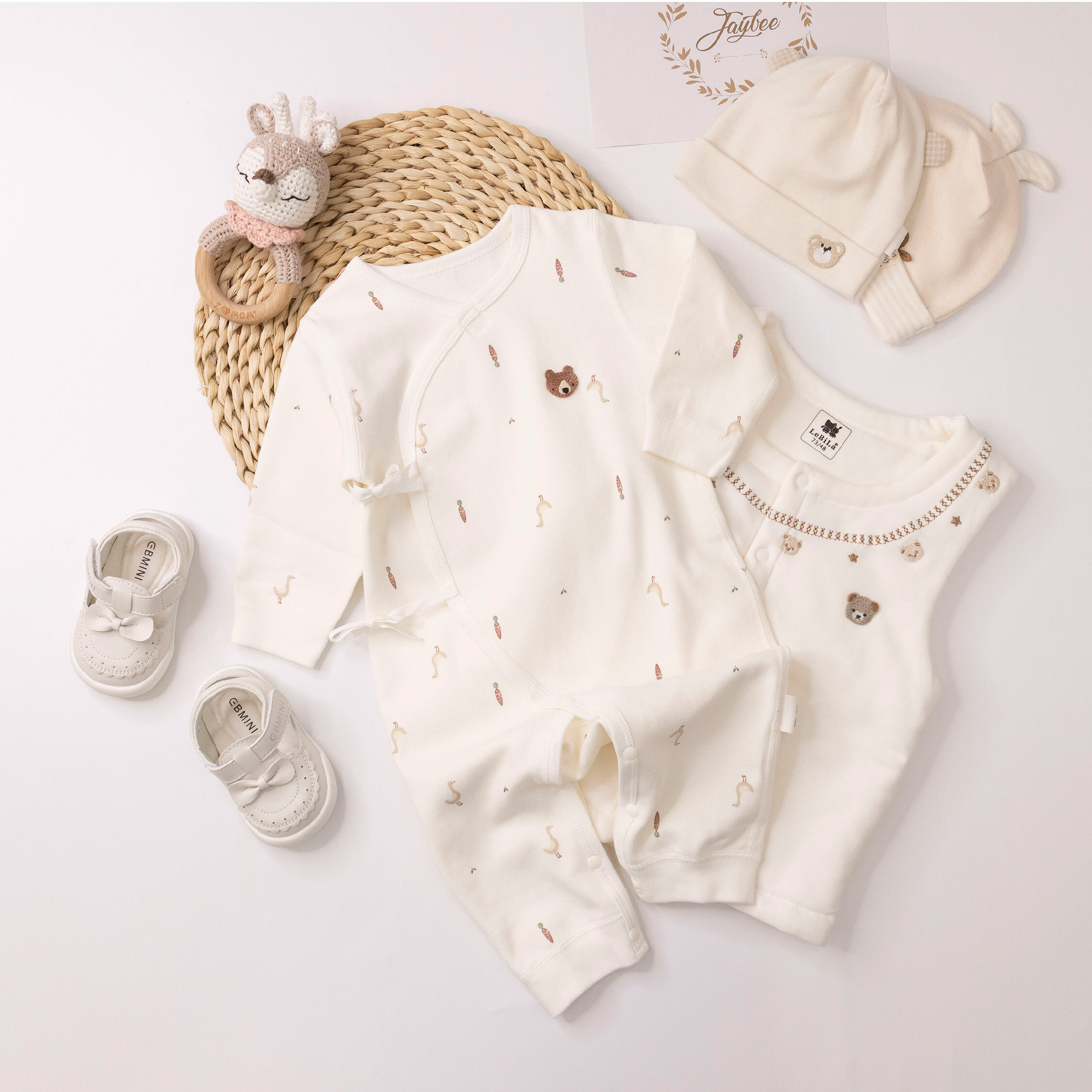 純淨系列【T3040】森林花園與寶貝鵝子長袖連身衣＊二色