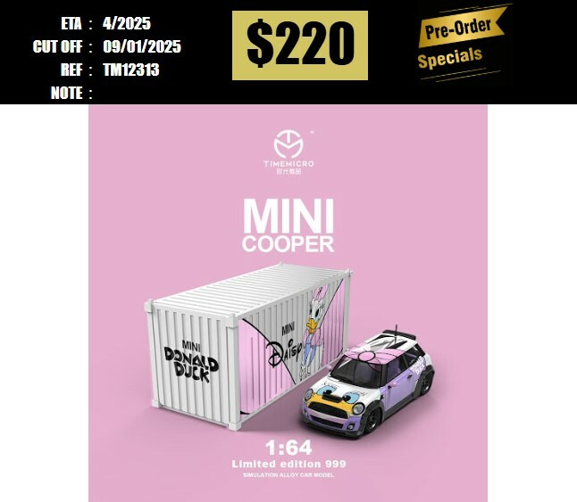 PO-$220 * TIME MICRO * 1:64 MINI COOPER DAISY W/CONTAINER [OD31/12]