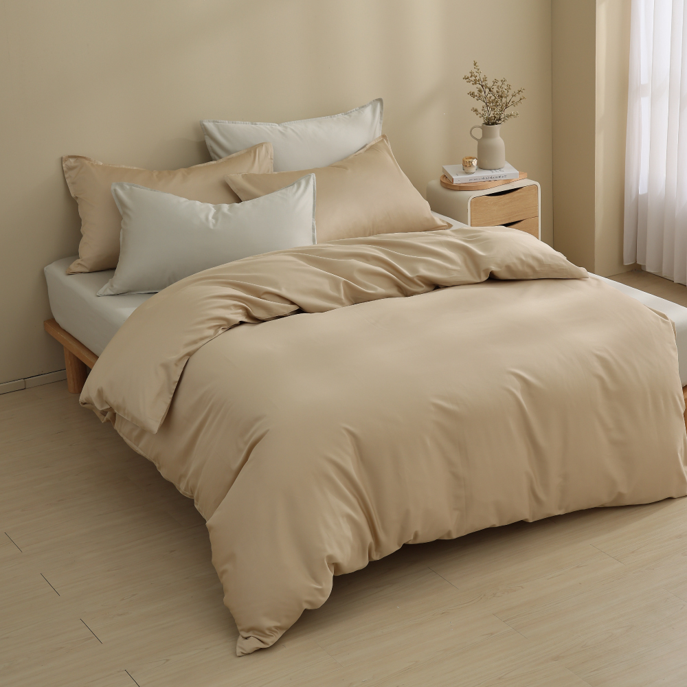 300織精梳純棉｜100%純棉｜雙色配｜淡奶油ｘ黎紗沙