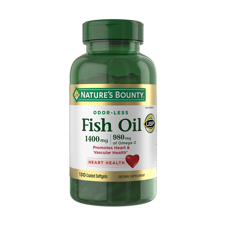 Nature's Bounty, Odor-Less Fish Oil, Triple Strength, 1400 mg, 130 Coated Softgels
