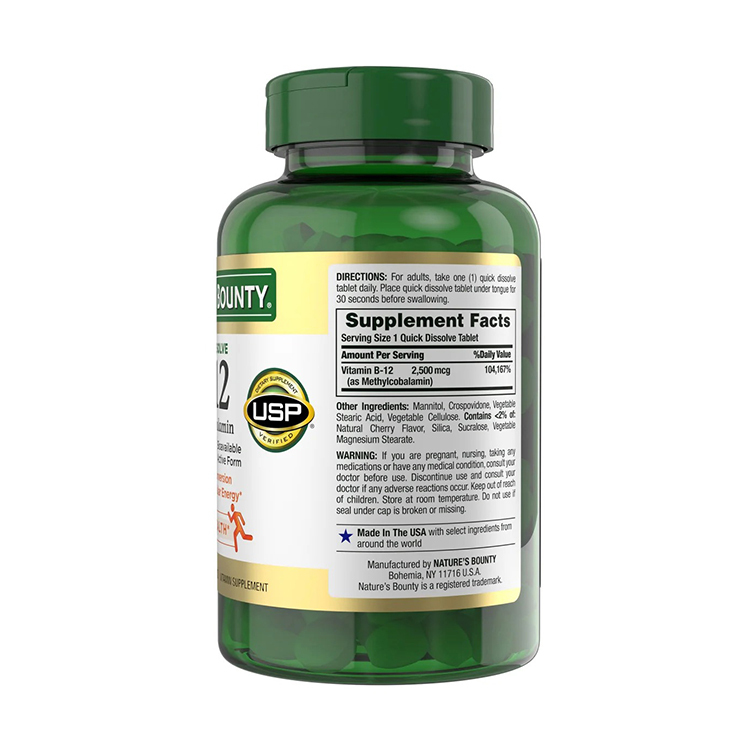 Nature's Bounty Vitamin B-12 2500 mcg, 300 Quick Dissolve Tablets