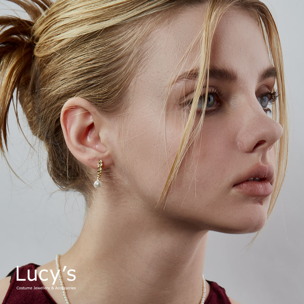 圓映珍珠 易扣耳環 (二色) (121420/121421)