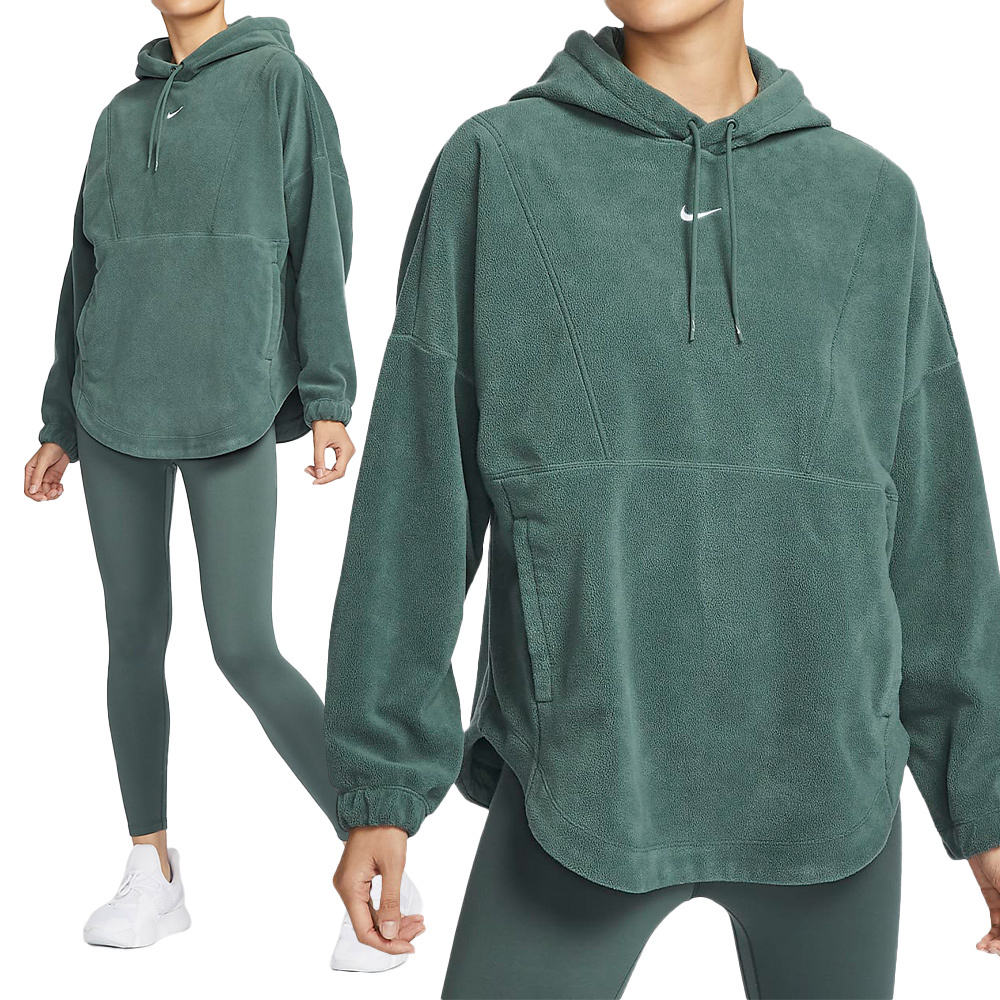 Nike One TF Po Hoodie Polar 女款 綠色 運動 帽T 連帽 上衣 長袖 FV8077-338