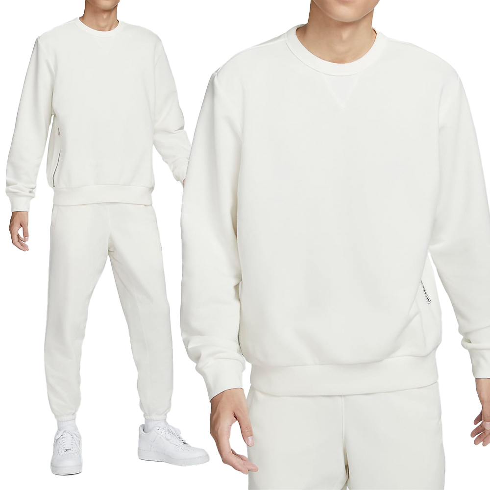 Nike SI Crew 男款 米色 運動 休閒 圓領 刺繡Logo 口袋 拉鍊 上衣 長袖 FZ0221-133