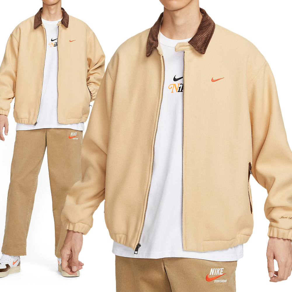 Nike Twill Prem JKT GCE 男款 卡其色 刺繡Logo 口袋 拉鍊 工裝 外套 HQ4744-233