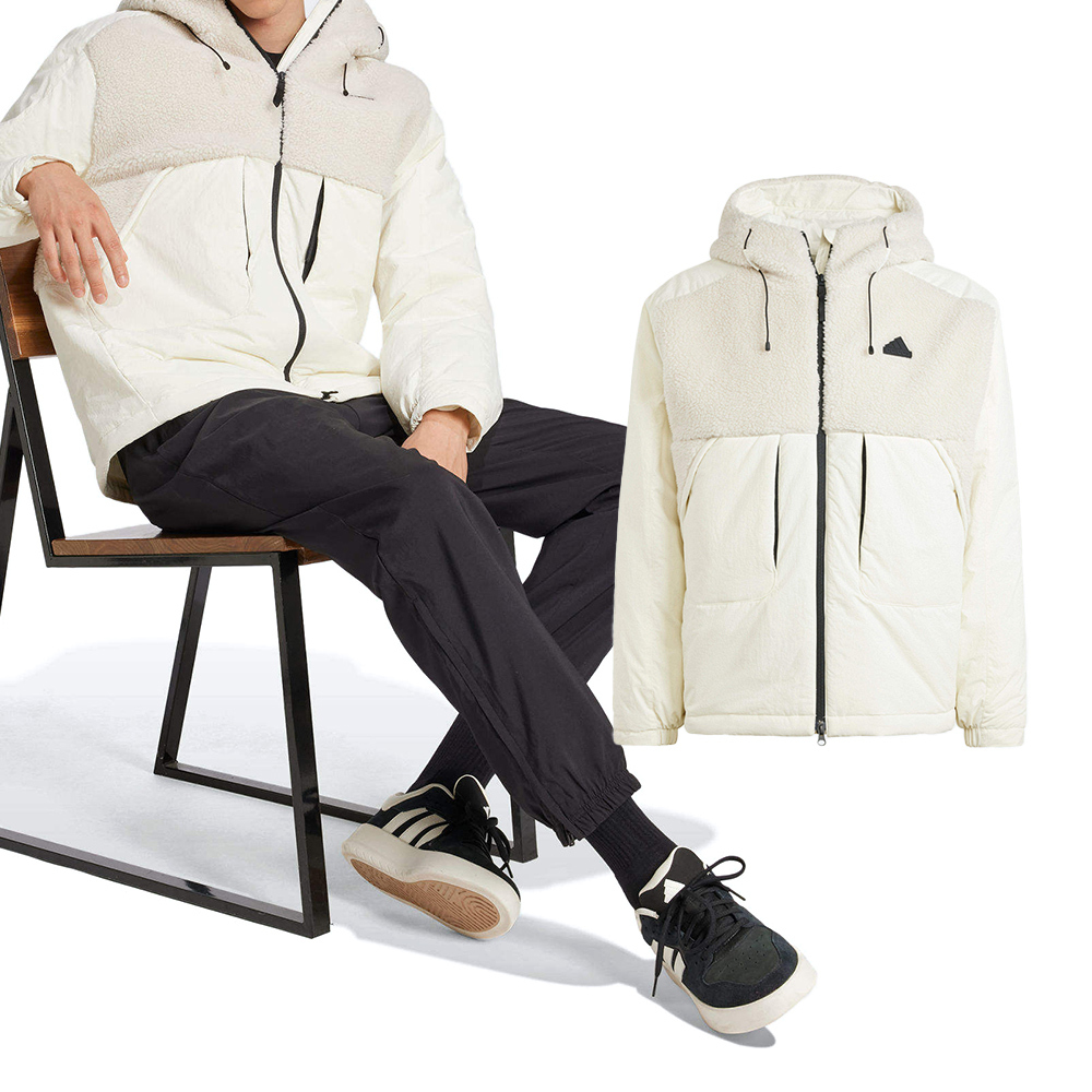 Adidas CITY ESCAP J 男款 白色 運動 休閒 連帽 拉繩 寬鬆 拉鍊 口袋 外套 IV9767