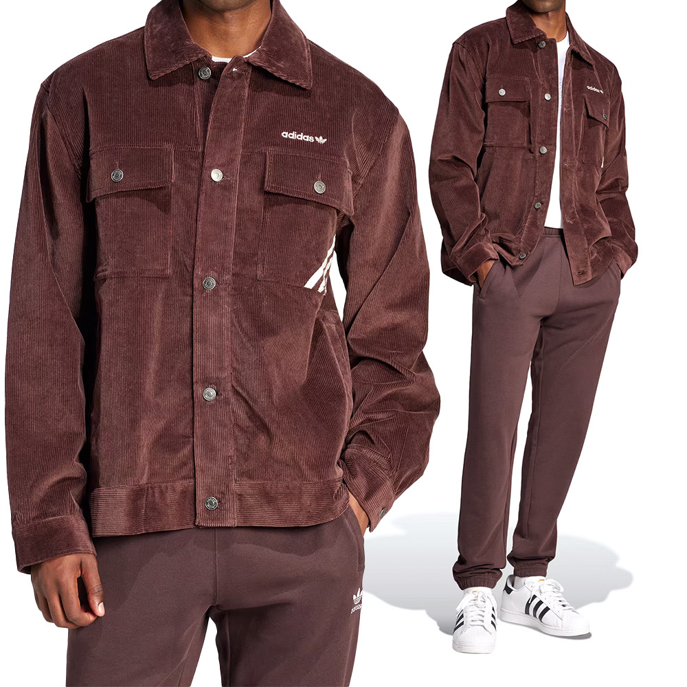 Adidas Jacket 男款 咖啡色 運動 休閒 襯衫 三葉草 紐扣開襟 口袋 夾克 外套 IW3263