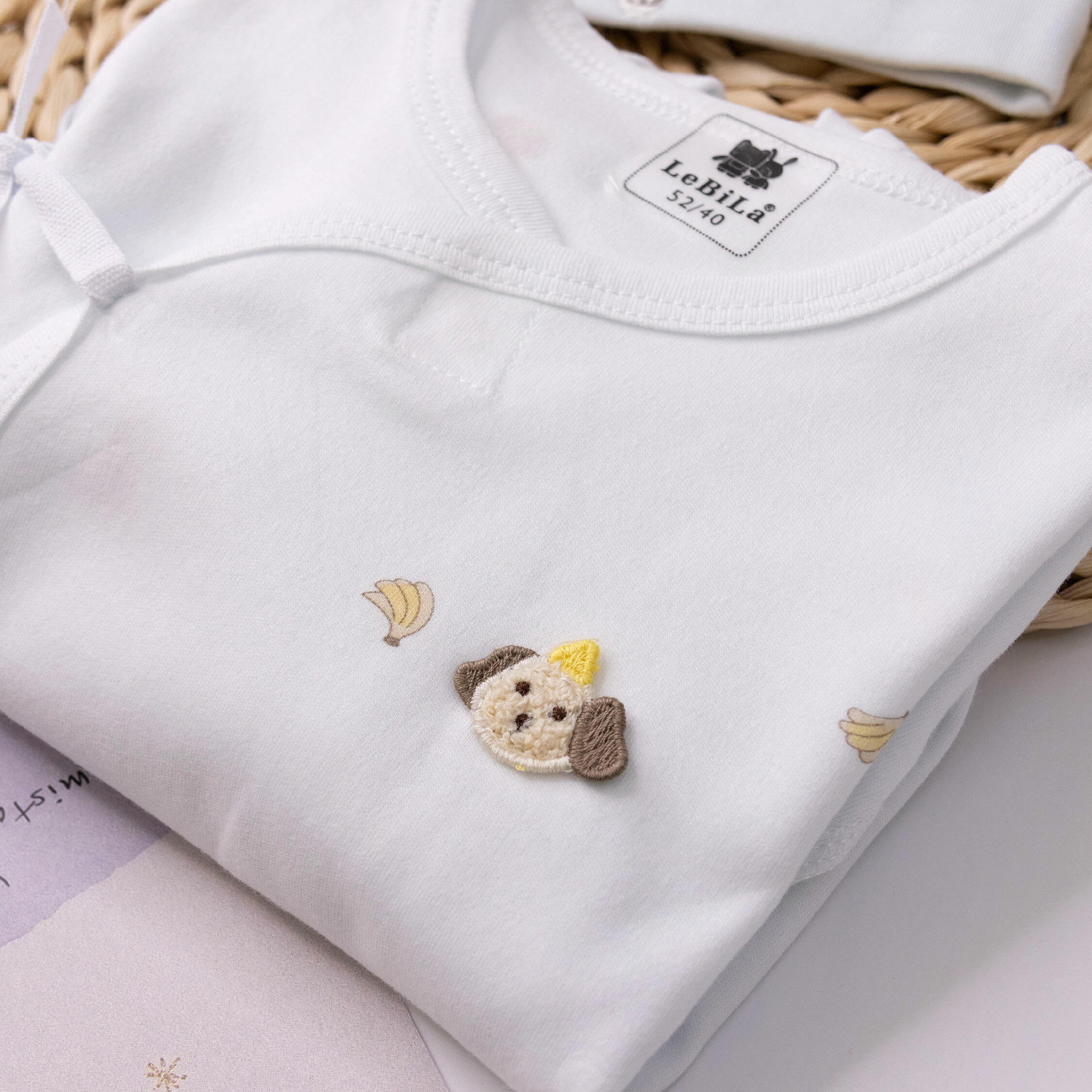 純淨系列【T3042】小萌犬香蕉棉柔長袖連身衣