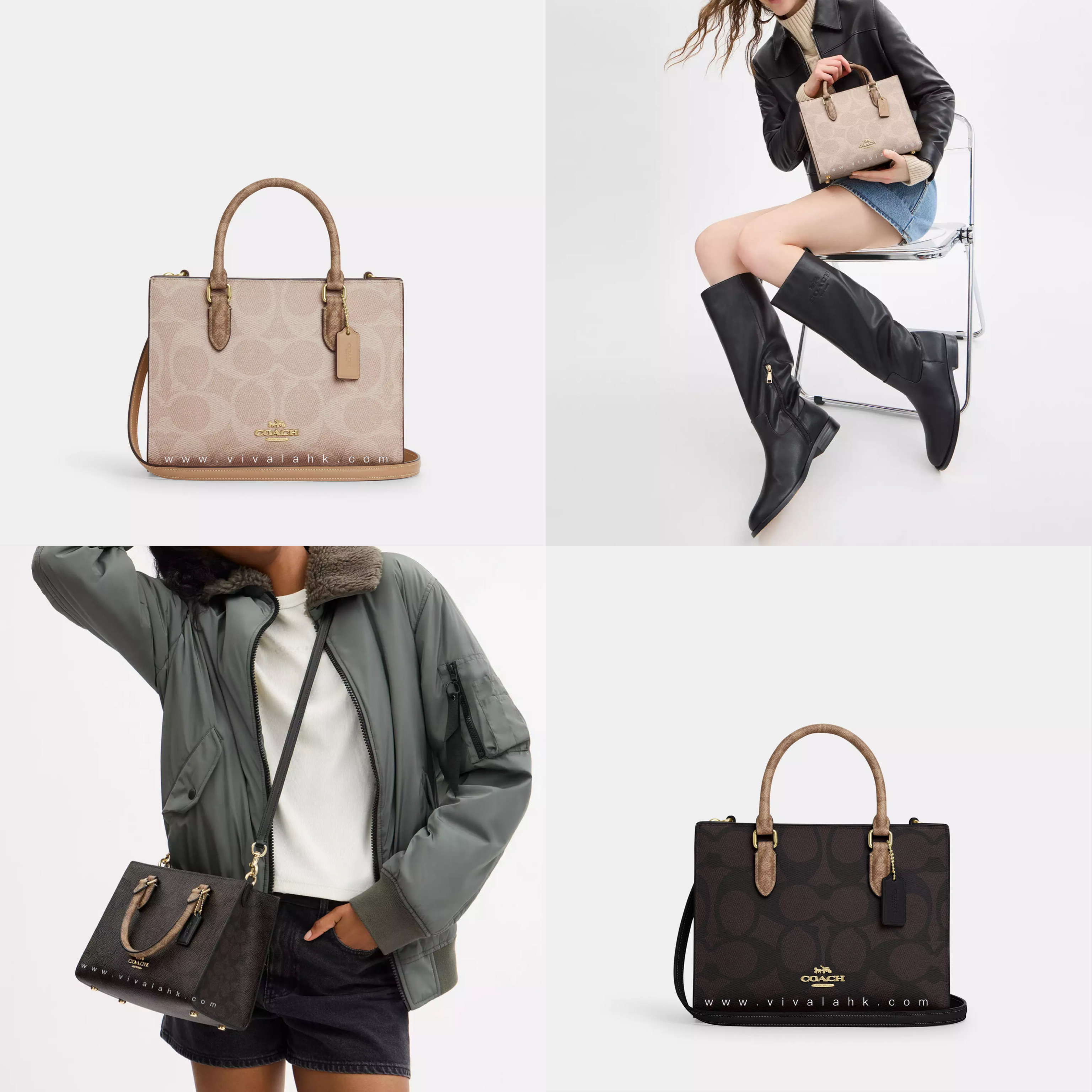 Coach - Maggie Small Tote Bag (拼色C字暗花)  (CY676)