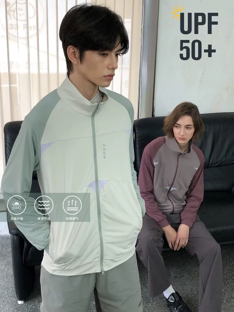 ENshadower隱蔽者 復古拼接UPF50+立領防曬衣