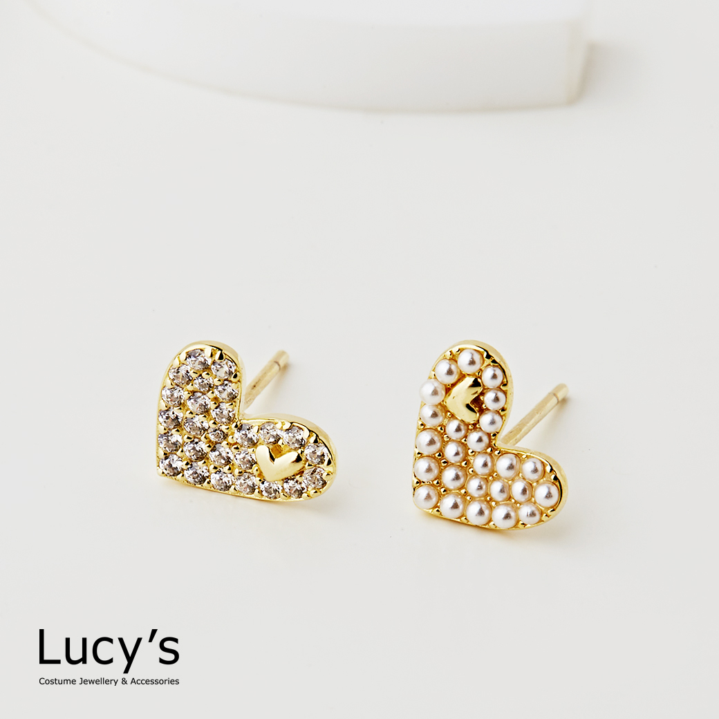 925純銀 閃耀珍心 耳環 (121345)