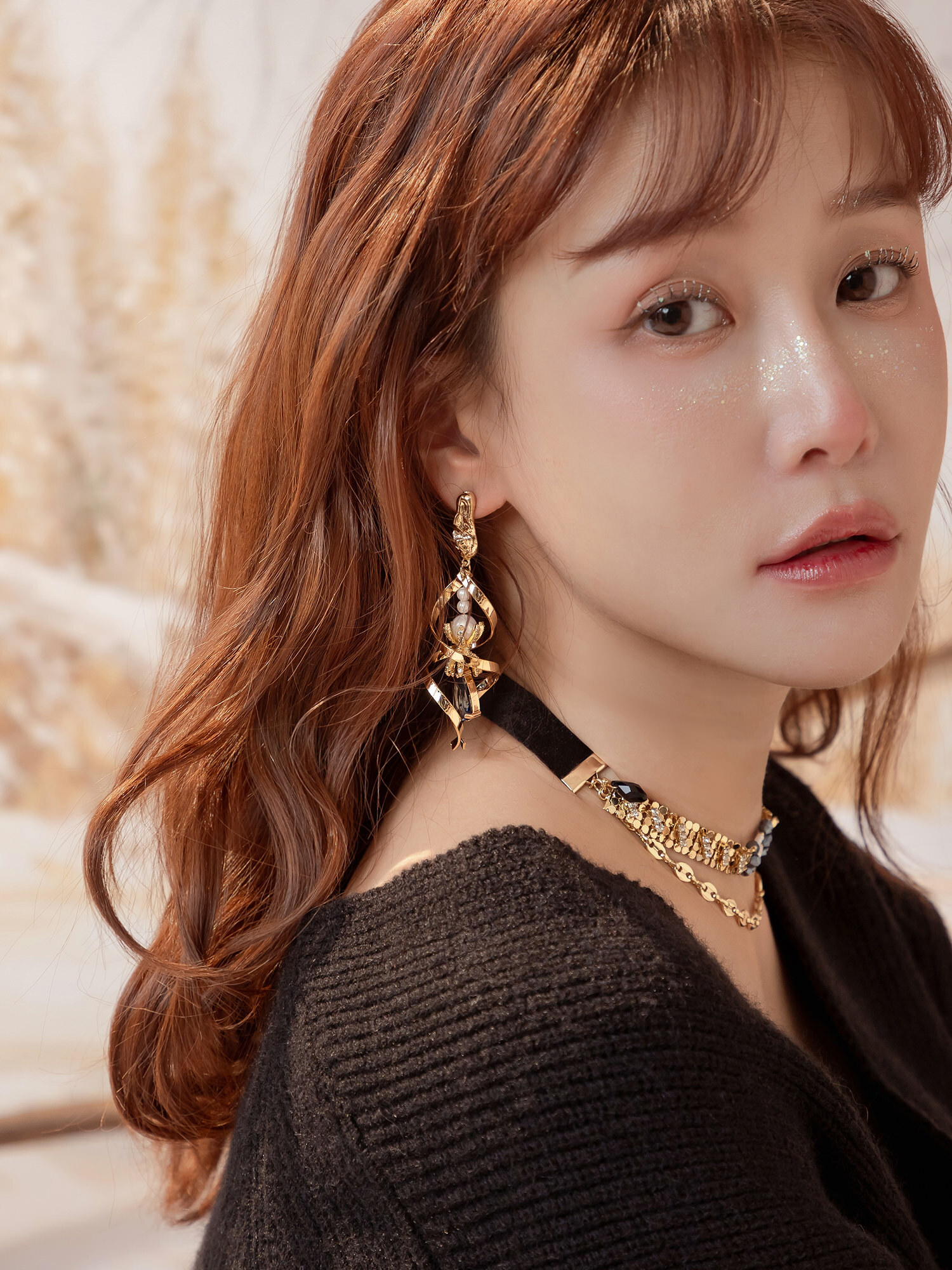 炙熱花火。MUCHAT手作14KGP不規則珍珠水晶純銀針耳環