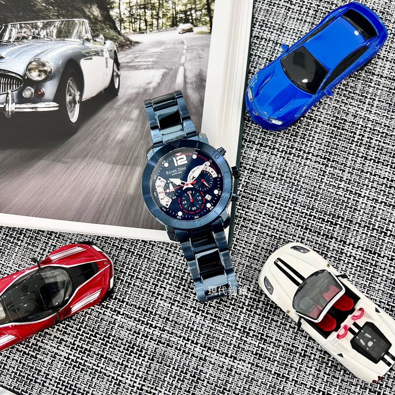 【Roven Dino】疾速賽車風格計時腕錶RD6104BU 43mm 現代鐘錶