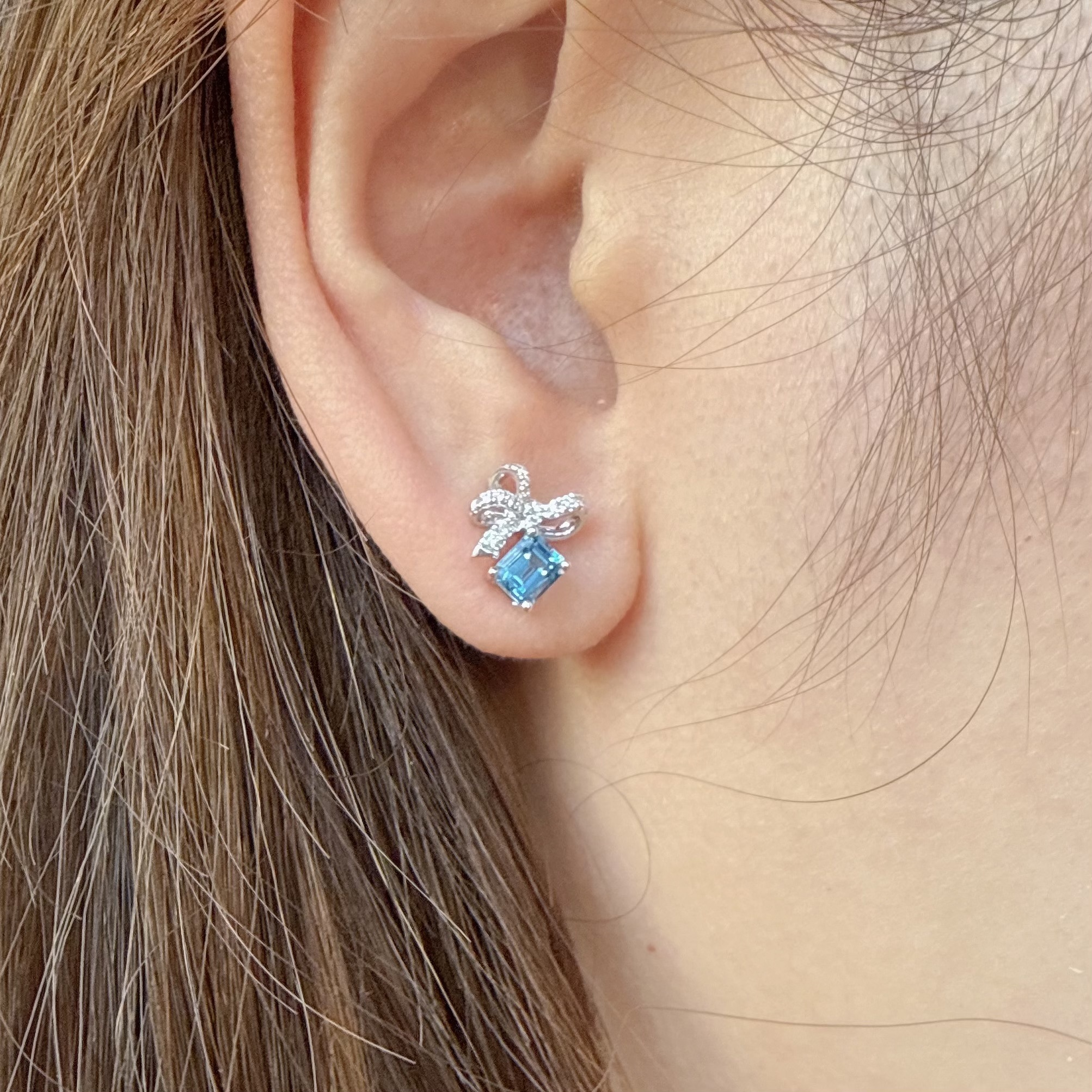 18K金祖母綠切海藍寶石鑽石耳環 - 超級聖瑪利亞藍