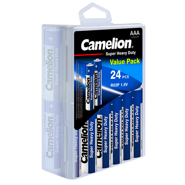 Camelion - 【24粒】(藍色)AAA高能碳性電池(R03P-PBH24B)(硬盒裝)