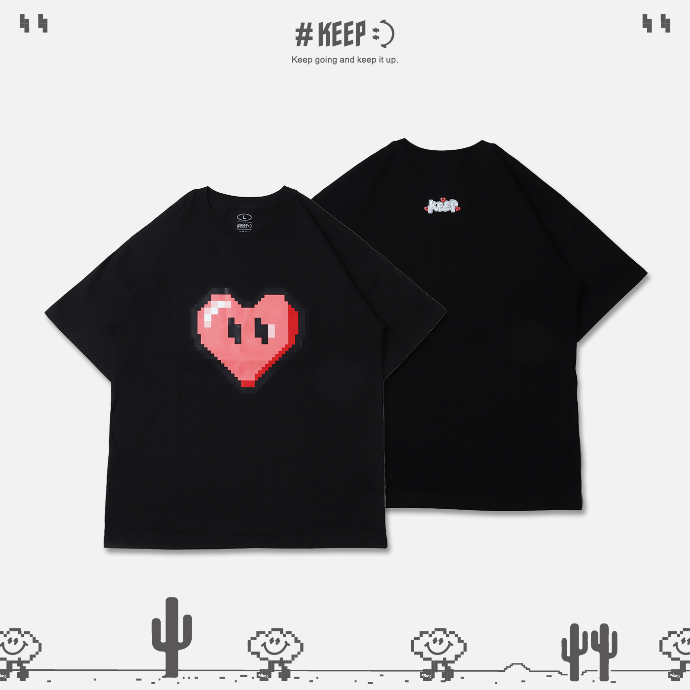 #KEEP PIXEL NOVEMBER HEART TEE 月份限定 十一月酒紅 像素 8-bit 寬鬆 休閒 短袖 短T【KS266】