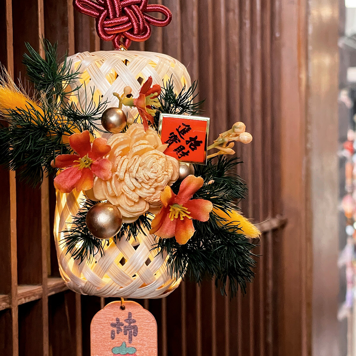 WR17｜柿柿如意小燈籠掛飾｜索拉花/乾燥花/永生葉材/高擬真花