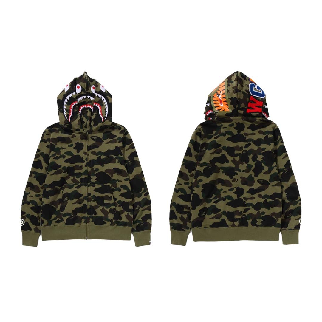 2024AW APE BAPE 1ST CAMO SHARK FULL ZIP DOUBLE HOODIE 雙頭 迷彩 鯊魚 外套