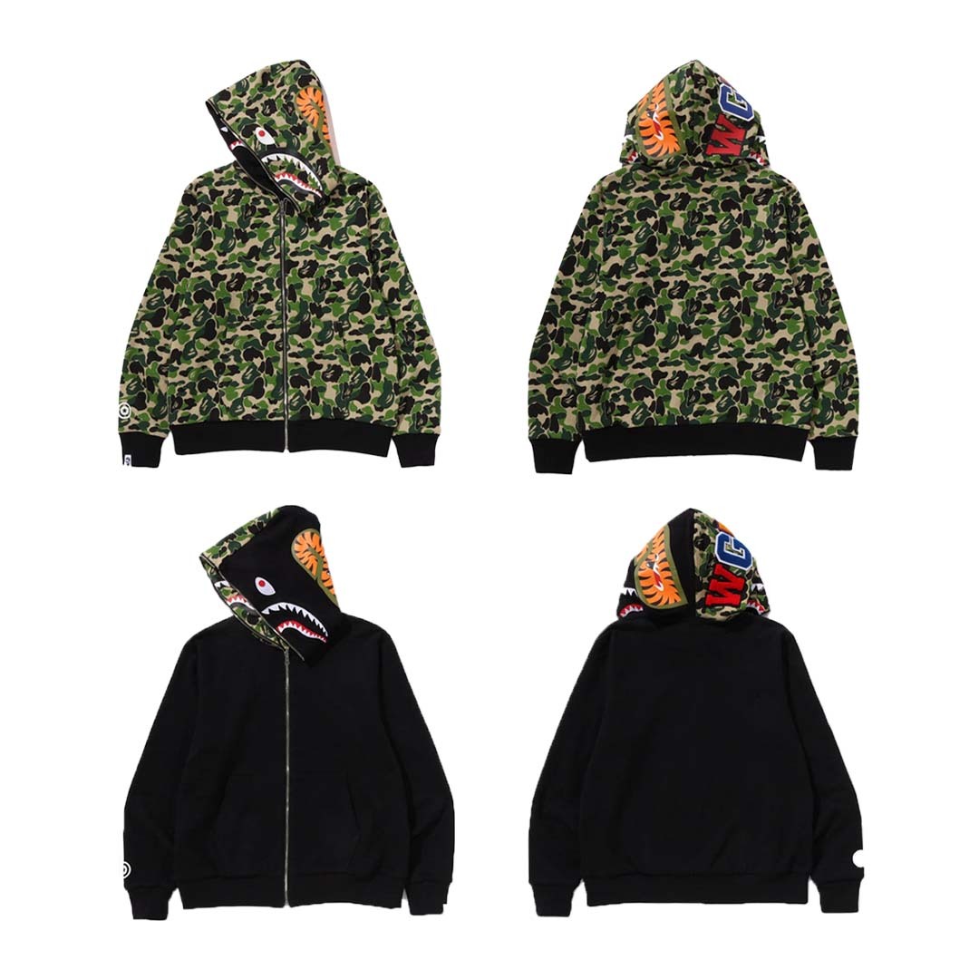 2024AW BAPE APE ABC CAMO REVERSIBLE SHARK FULL ZIP HOODIE 雙面穿 鯊魚 外套 現貨
