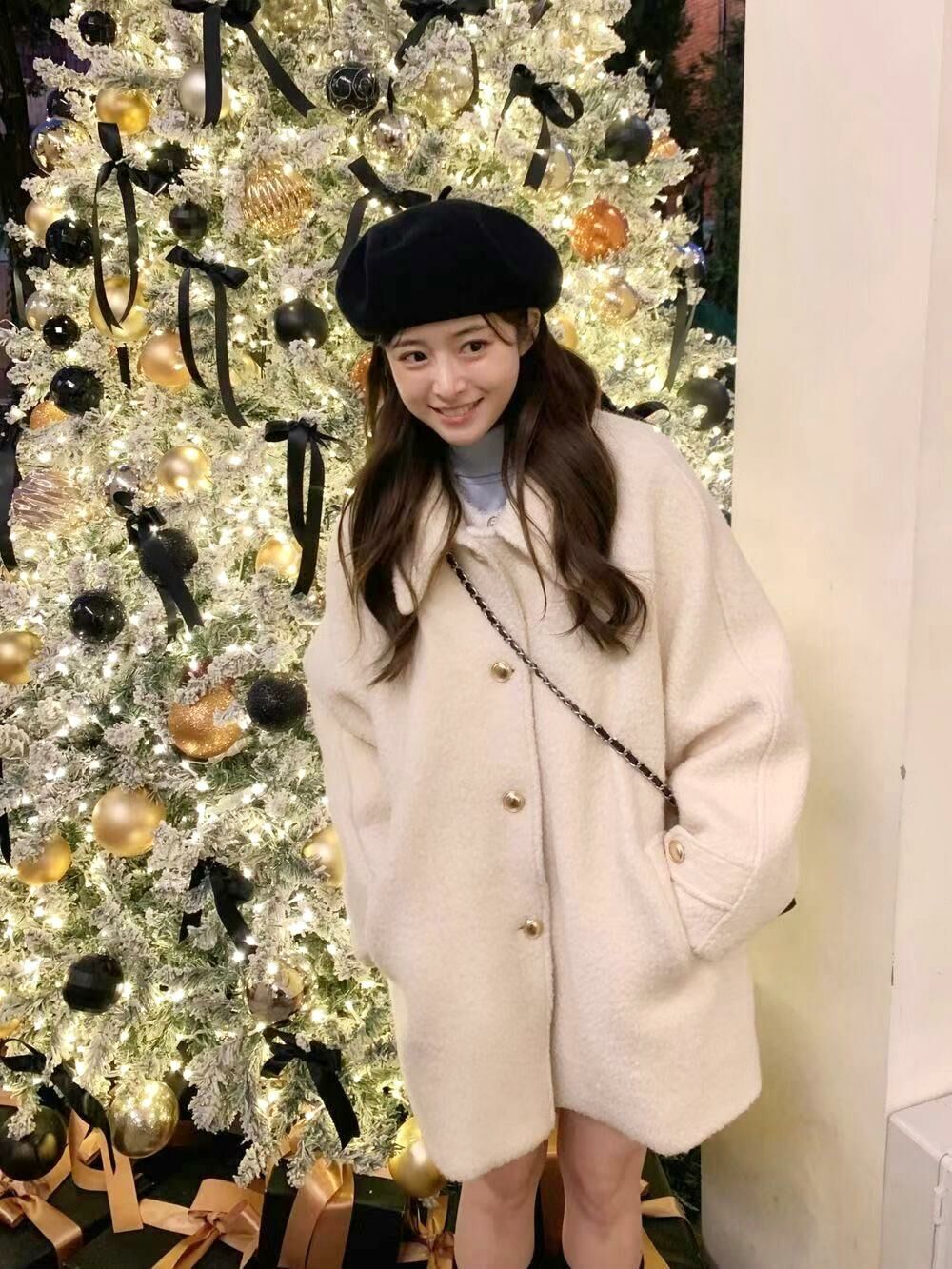 反領金鈕中長外套(米色)