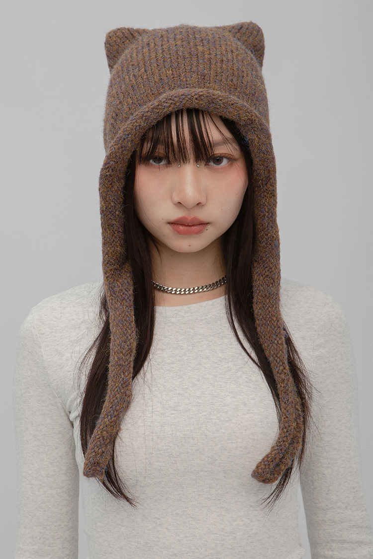 防寒貓耳針織帽