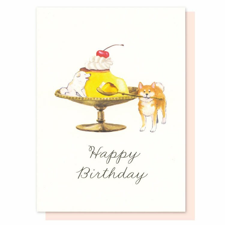 布丁 柴犬甜點系列 生日卡片｜日本ACTIVE CORPORATION