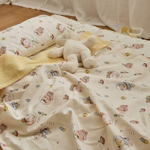 DTD玩轉人物宇宙探險/花叢兔兔/登園嘟嘟車-2重棉紗層雙面蓋毯