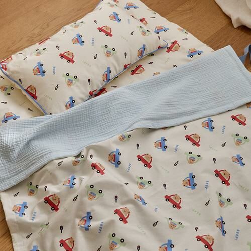 DTD玩轉人物宇宙探險/花叢兔兔/登園嘟嘟車-2重棉紗層雙面蓋毯