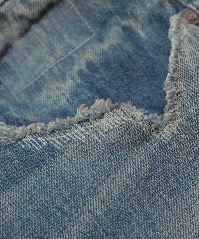 9/26 RE-STOCK: MADNESS HARD AGING DENIM PANTS. WIDE COMFY (DAMAGED AND REPAIRED FINISH) *MADE IN JAPAN - PRE ORDER ITEM (預訂中)