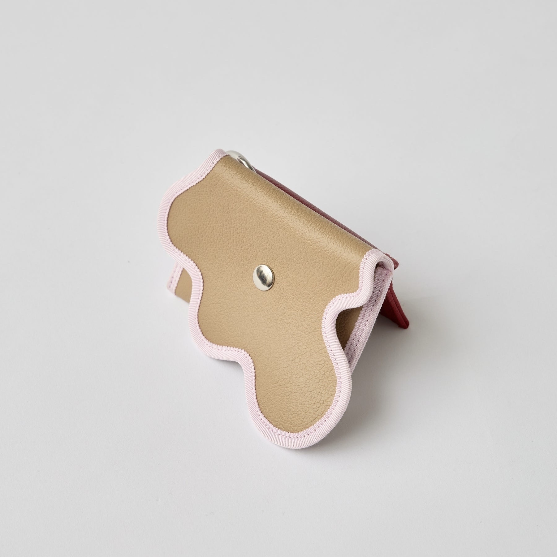 Nori 波浪掛勾零錢包 棕紅撞色