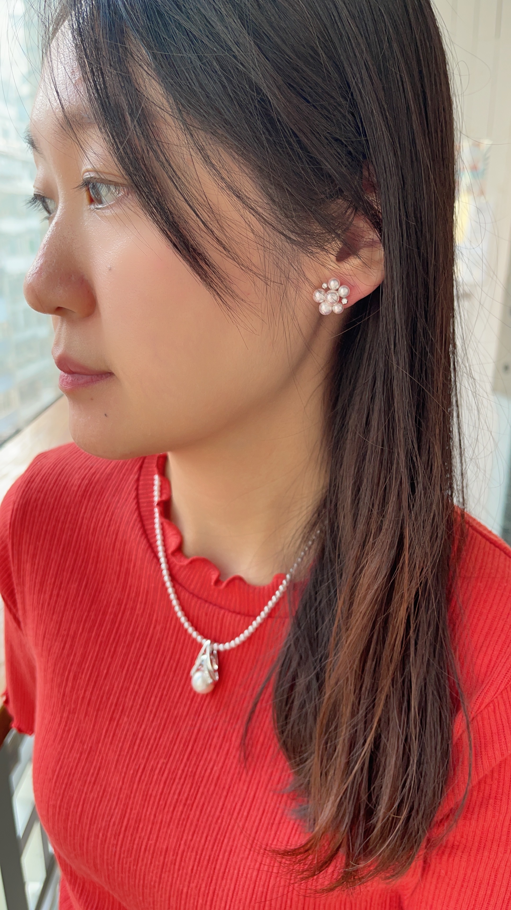 日本設計師系列-18K金彩凜珠鑽石耳釘