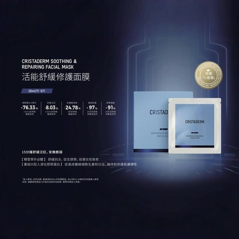 CRISTADERM Soothing & Reparing Facial Mask 活能舒緩修護面膜 1盒5片