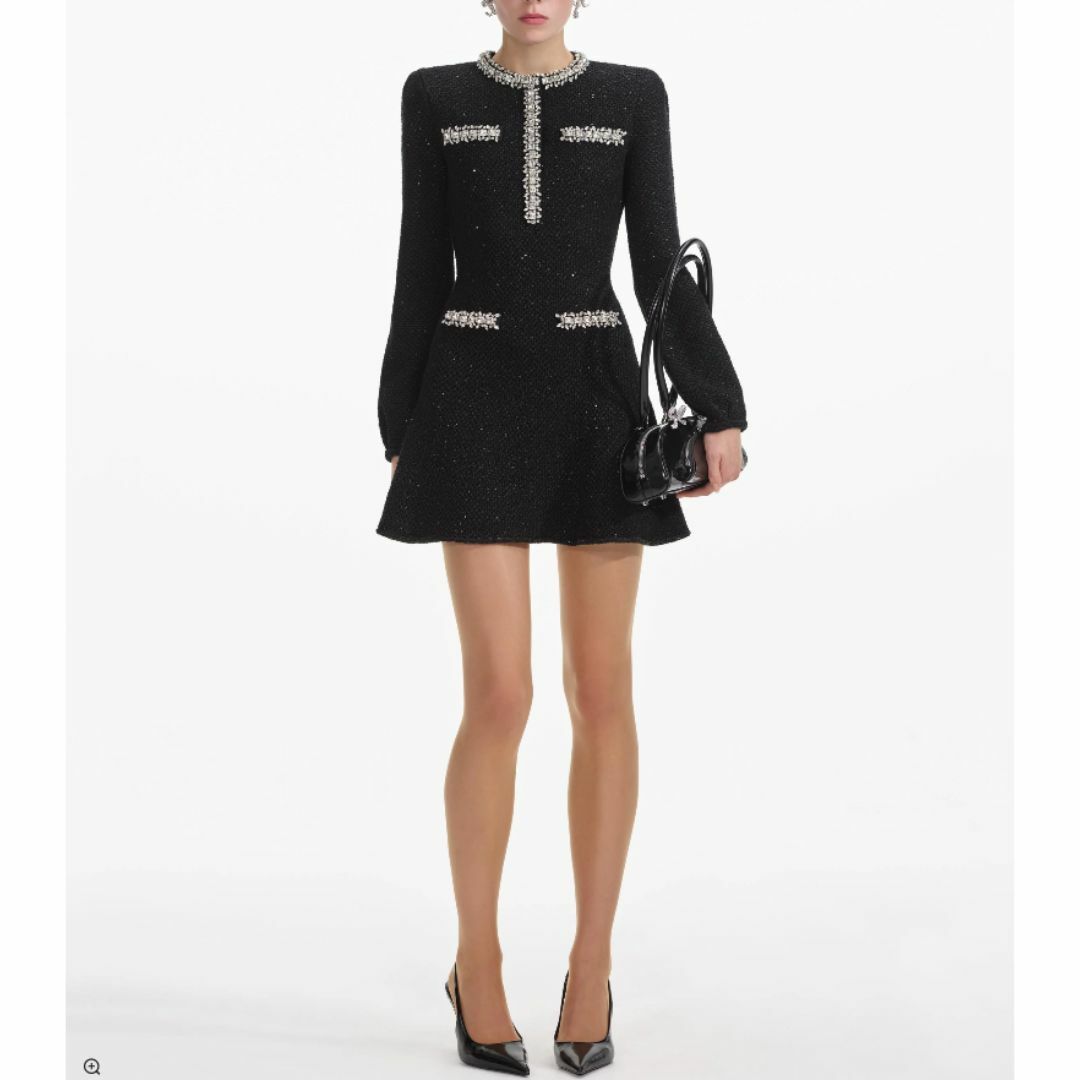 1SP0102-002 SELF PORTRAIT Sequin Knit Mini Dress Black #RS25035SB-BLACK (C-NB-E)