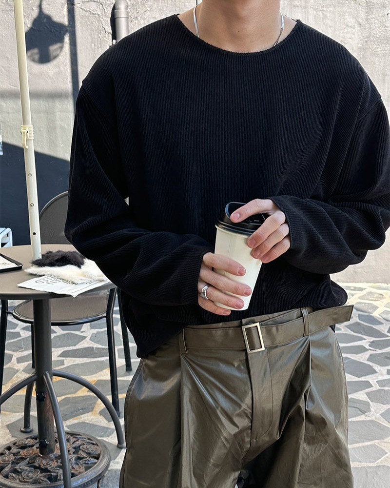 Bolin 圓領坑條紋理針織衫