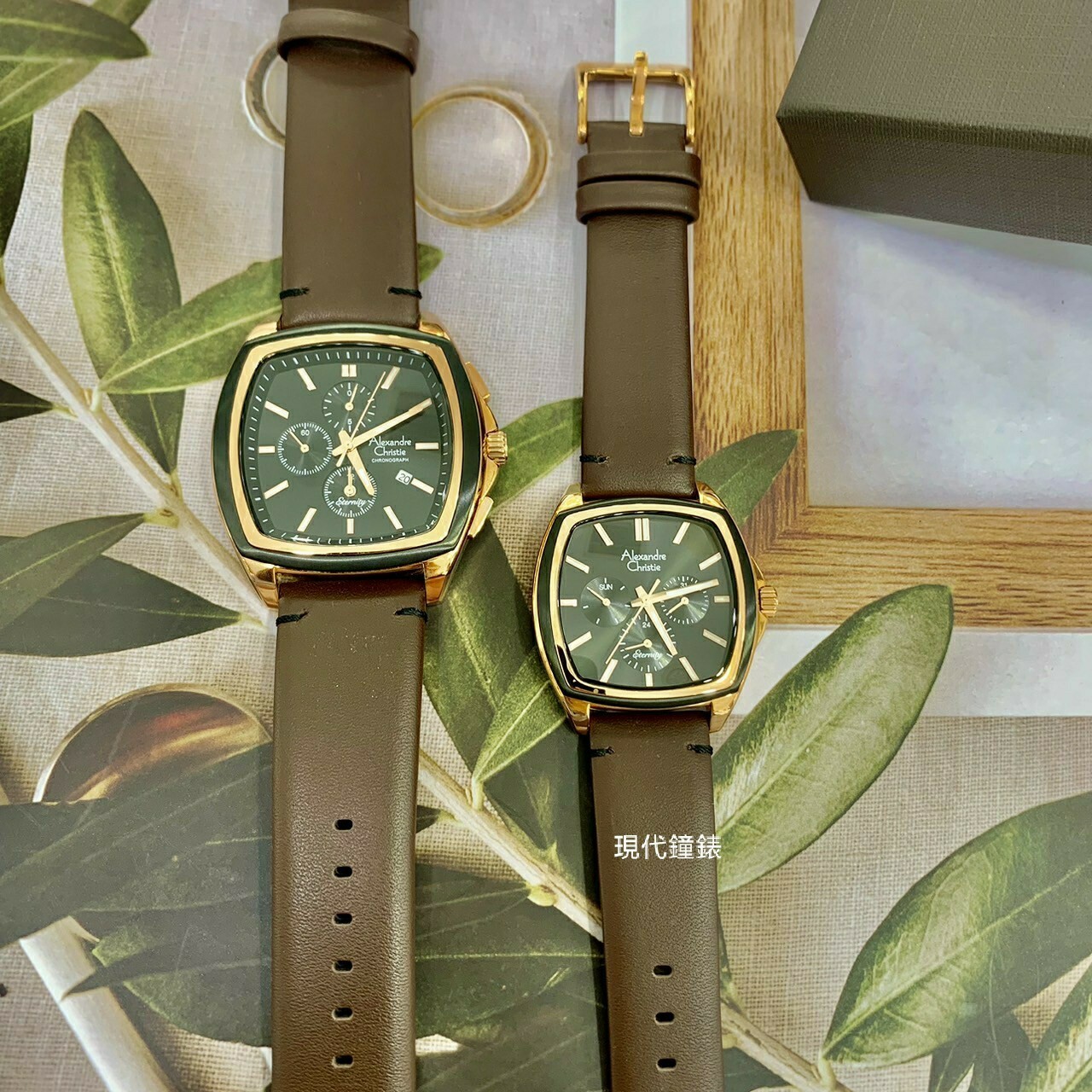 【Alexandre Christie亞力克麗 AC錶】個性方形三眼對錶6616MCLRGBABO 44mm / 6616BFLRGBABO 33mm現代鐘錶