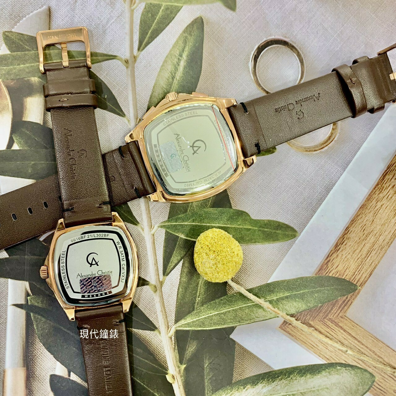 【Alexandre Christie亞力克麗 AC錶】個性方形三眼對錶6616MCLRGBABO 44mm / 6616BFLRGBABO 33mm現代鐘錶