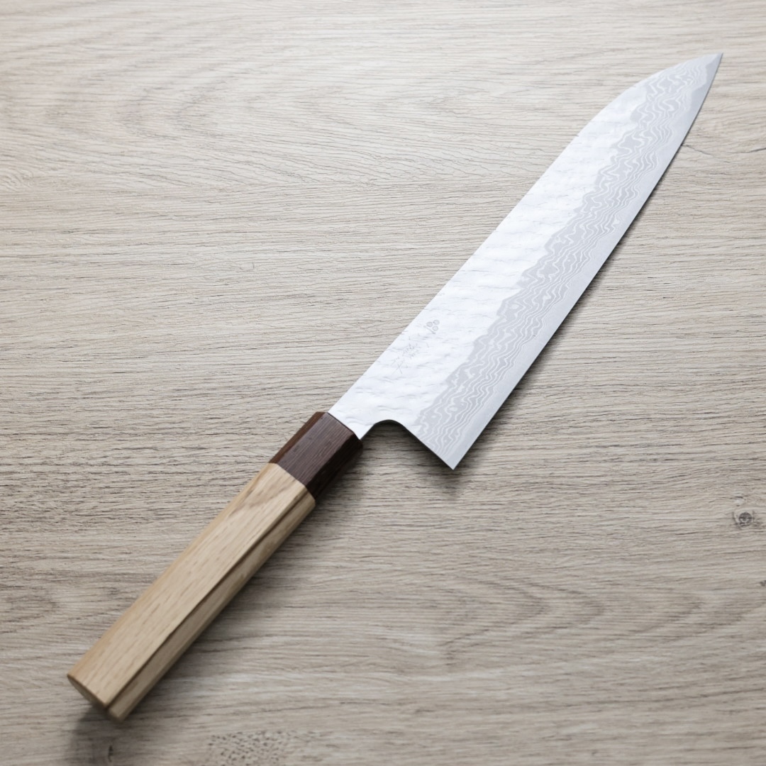 二唐刃物 牛刀 240mm VG10鋼 磨鎚目