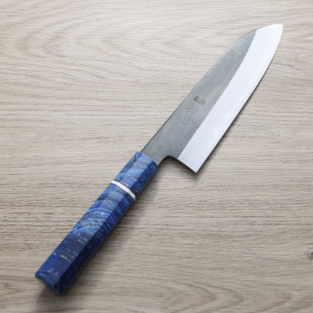 中川悟志x 直人明神 ダマスカス青一鋼 先丸柳刃 330 中川打