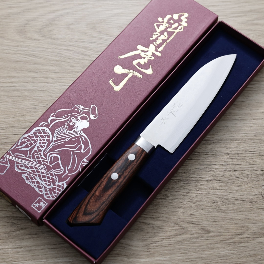 增谷訓生 小三德刀 130mm VG10鋼 彩流 茶柄