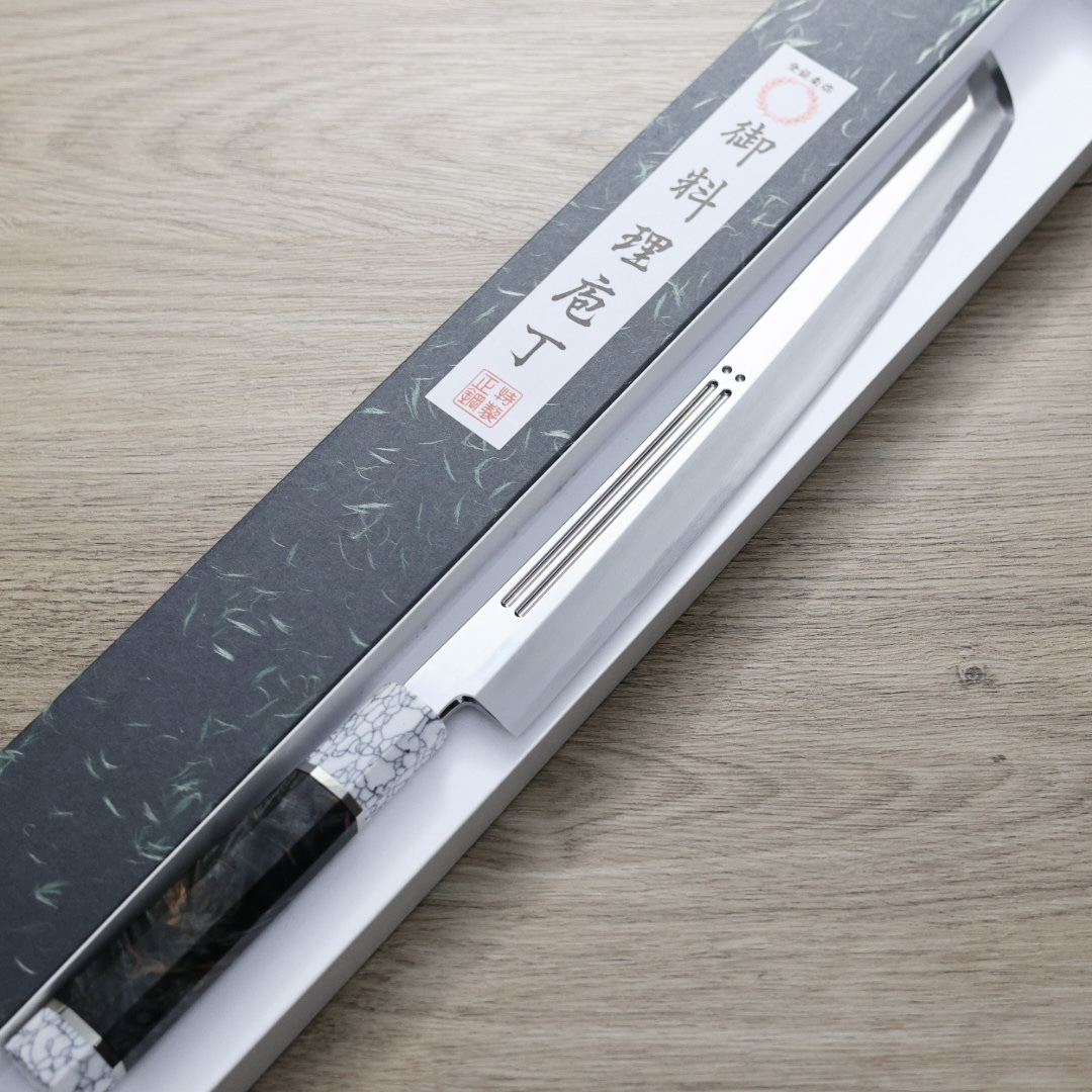 山脇刃物/鄉右馬允義弘 先丸蛸引 300mm 銀三綱 鏡面血流