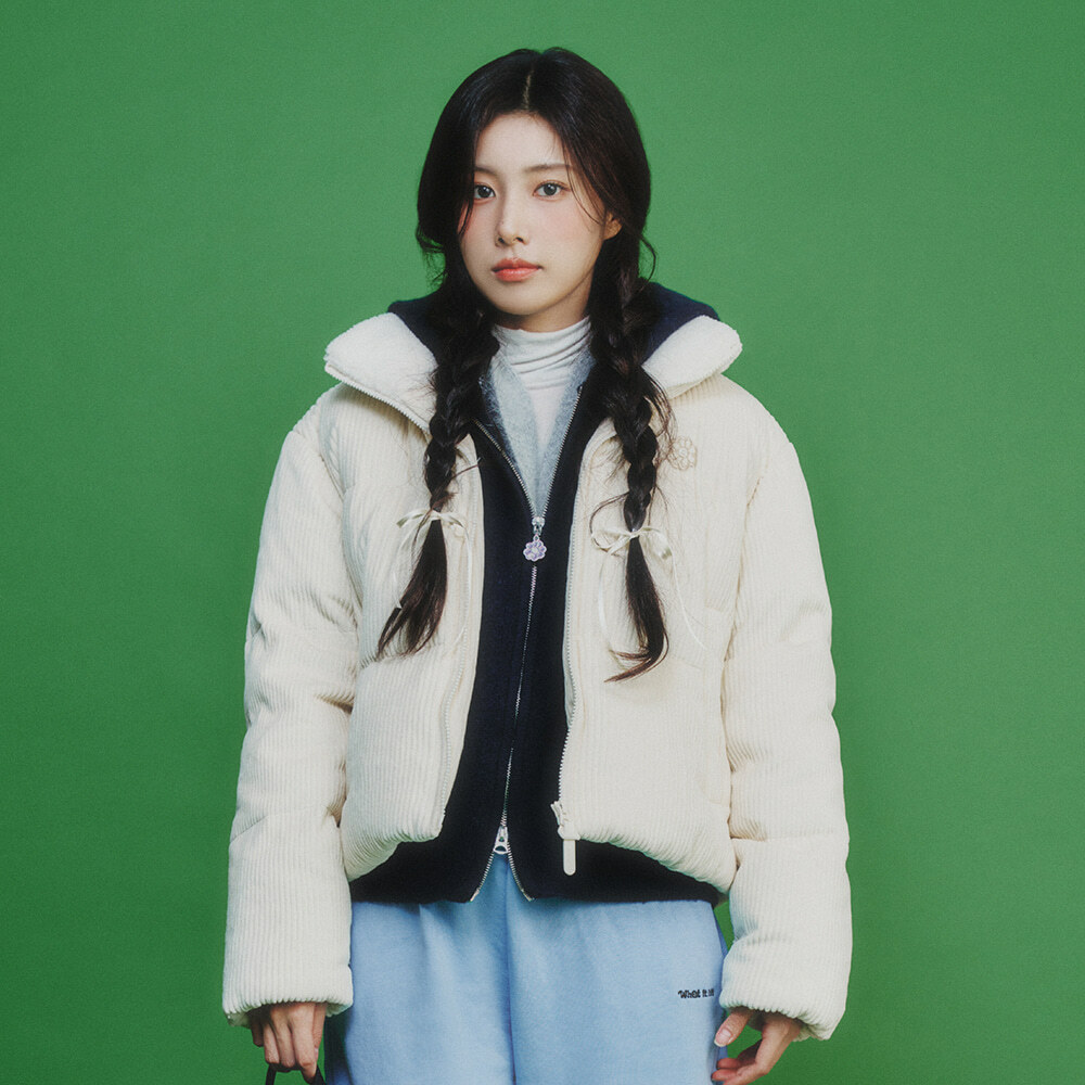 Wacky Willy Women's Glossy Short Length Hooded Down Jumper - Cream