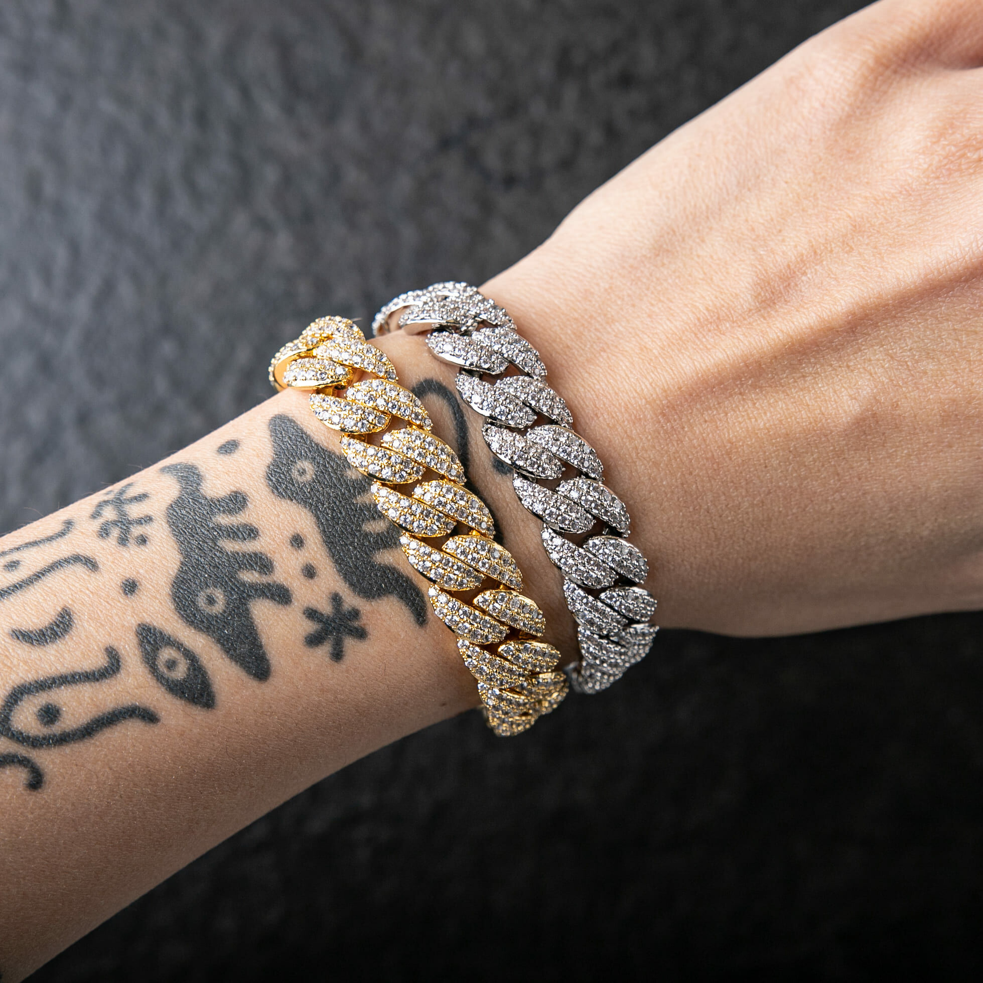 925純銀莫桑石13mm滿鑲泡泡菱形古巴手鍊