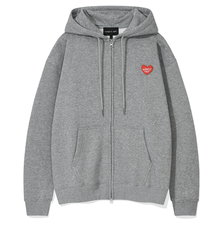 Wacky Willy Heart Wappen Fleece Hoodie - Gray